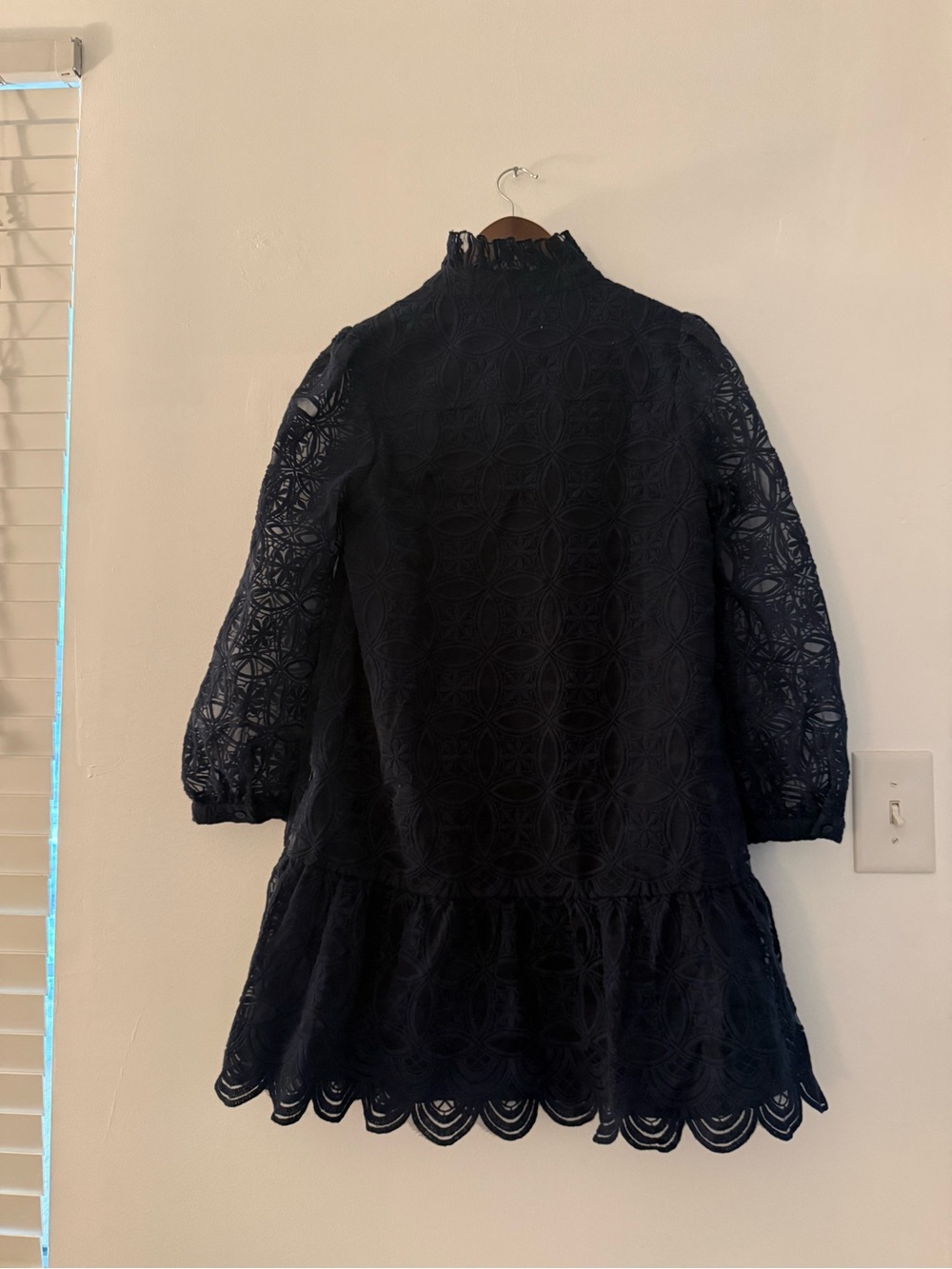 Tuckernuck Navy Organza Lace Formal Palmerston Long Sleeve Mini Dress - Picture 4 of 5
